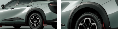 最低地上高約25mmアップ＊＊ベース車両比、社内測定値。“LANDSCAPE” 専用オーバーフェンダーモール（GORI GORI BLACK塗装）
